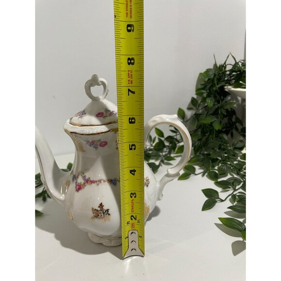 Vintage Bavarian Porcelain Teapot With Floral Design & Gold Accents - Picture 11 of 11